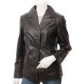 Leather Blazer in Brown with Longline Sheep Nappa