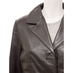 Leather Blazer in Brown with Longline Sheep Nappa