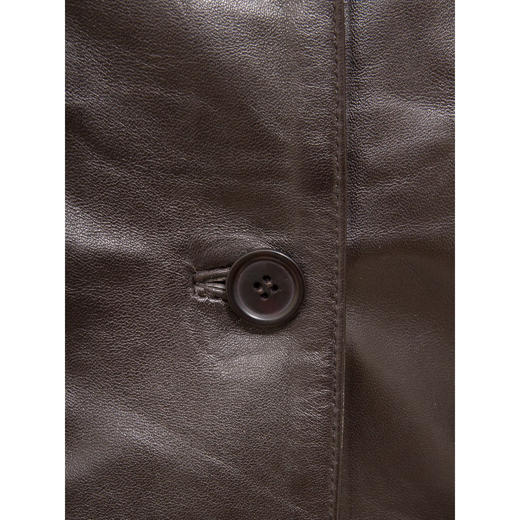 Leather Blazer in Brown with Longline Sheep Nappa