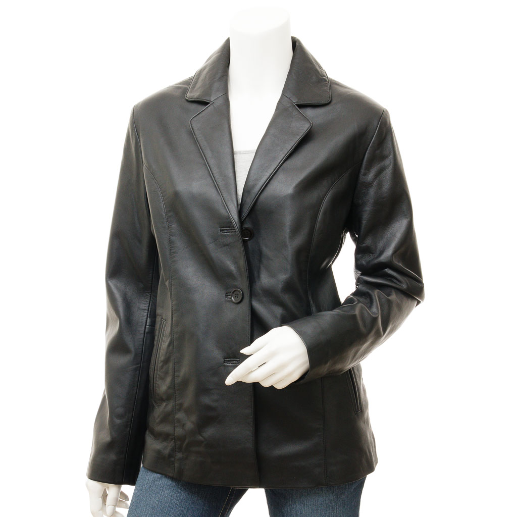 Leather Blazer in Black – Elgin Classic Fit
