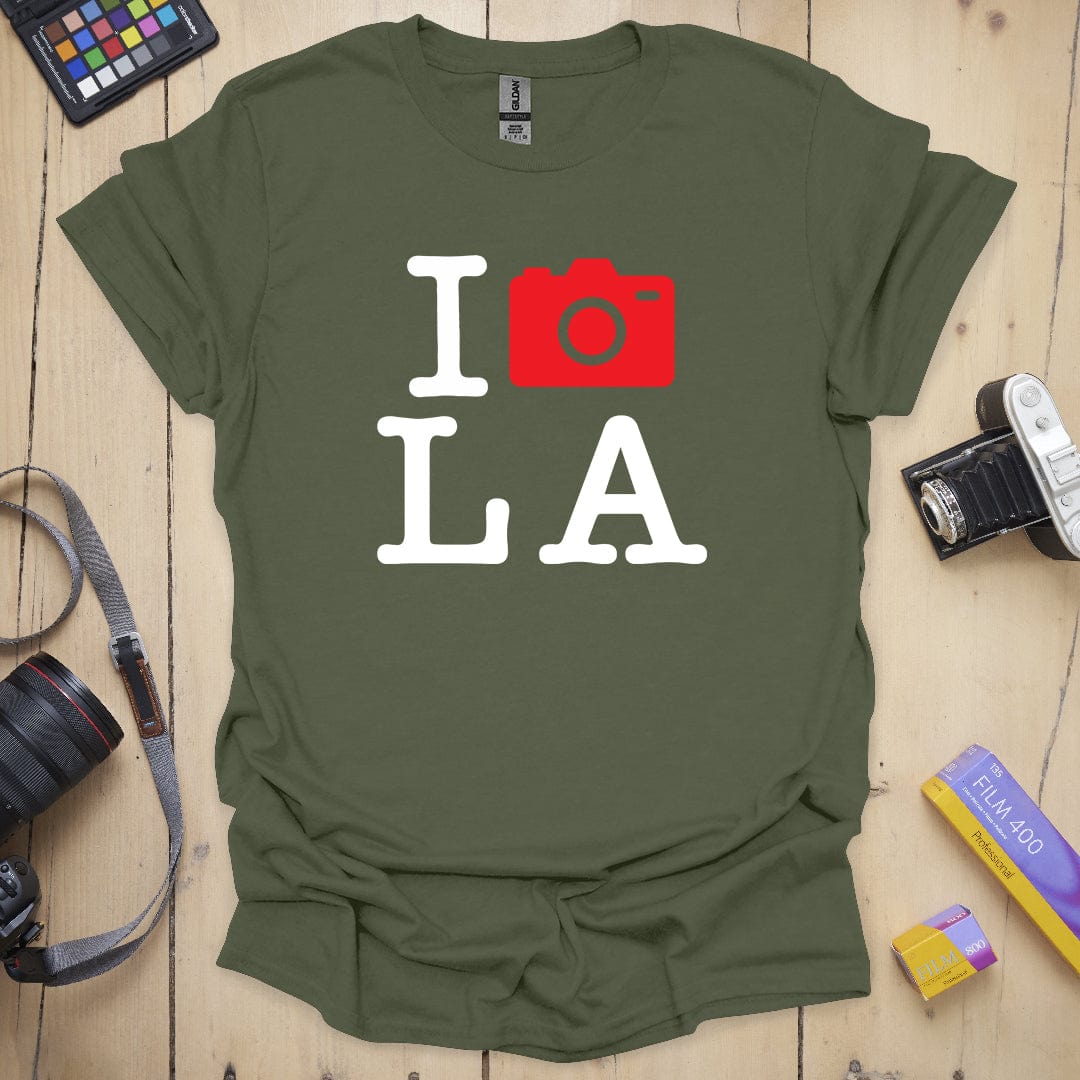 T-Shirt With LA Love Camera-Inspired Design