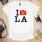 T-Shirt With LA Love Camera-Inspired Design
