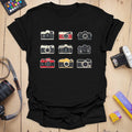 T-Shirt With Vintage Camera Lineup Graphic