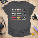 T-Shirt With Vintage Camera Lineup Graphic
