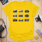 T-Shirt With Vintage Camera Lineup Graphic
