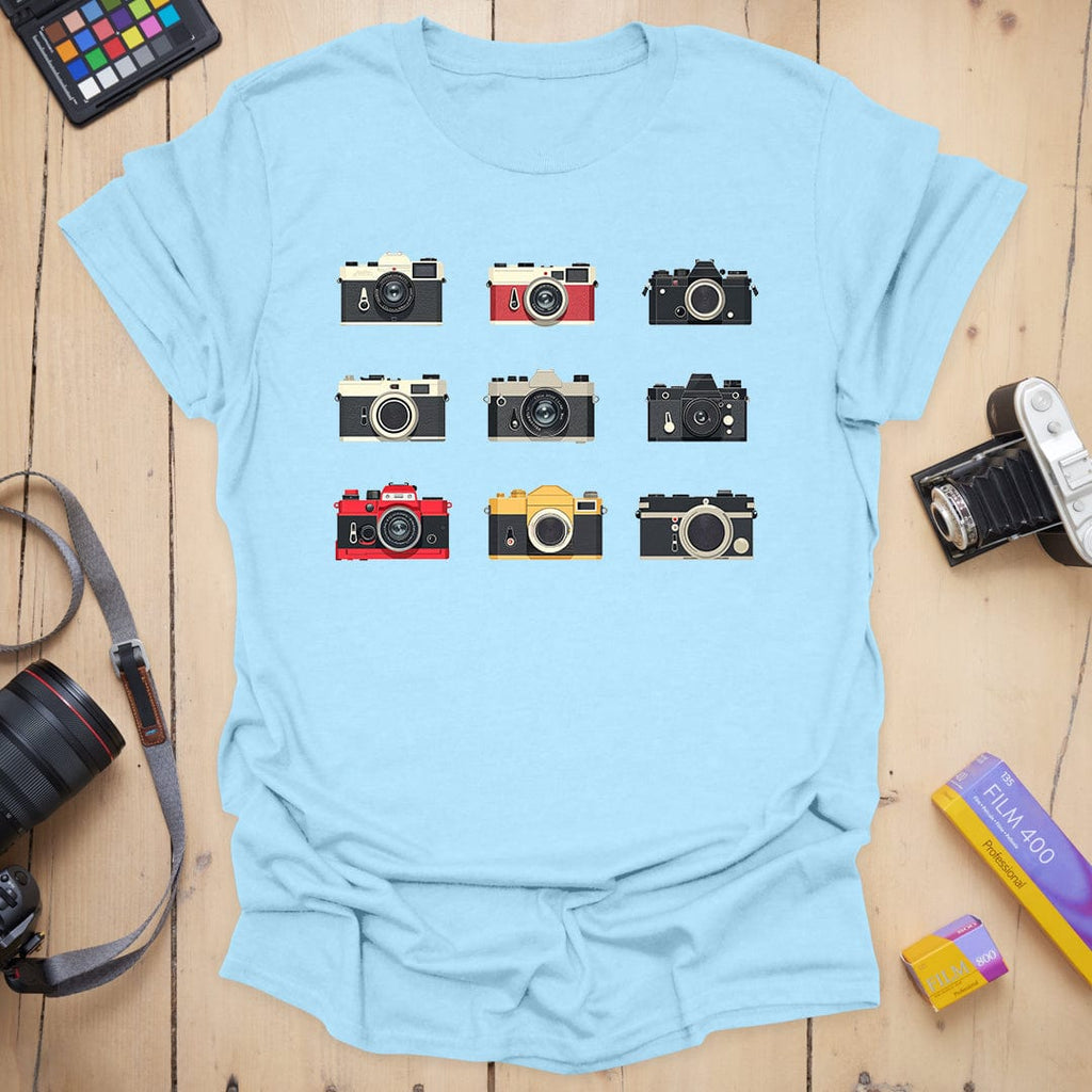 T-Shirt With Vintage Camera Lineup Graphic