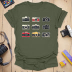 T-Shirt With Vintage Camera Lineup Graphic