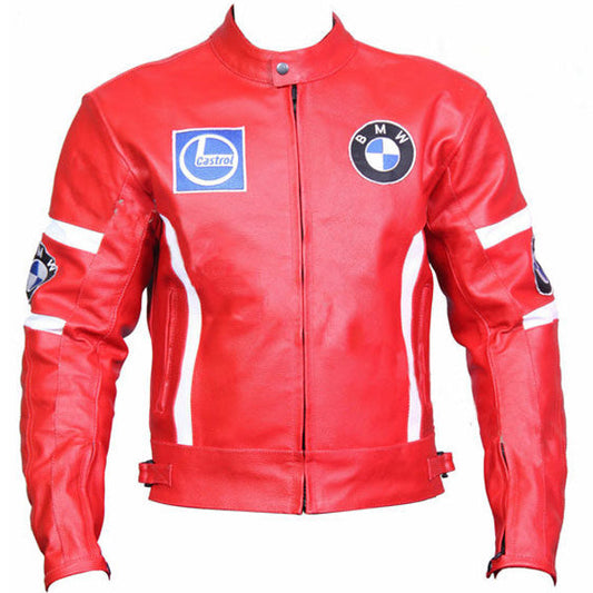 BMW Red Racing Leather Motorcycle Jacket
