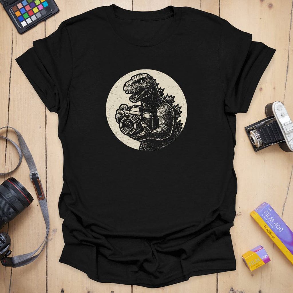 T-Shirt With Kaiju Photographer Vintage Camera Graphic