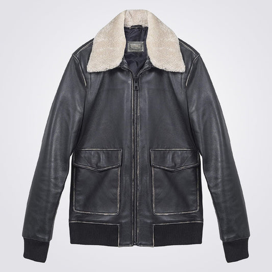 Men's A2 Aviator Sheepskin Leather Flight Bomber Jacket