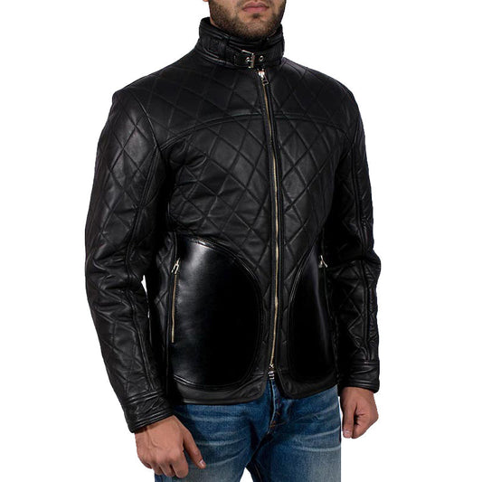 Men’s Quilted Style Mate Black Leather Jacket