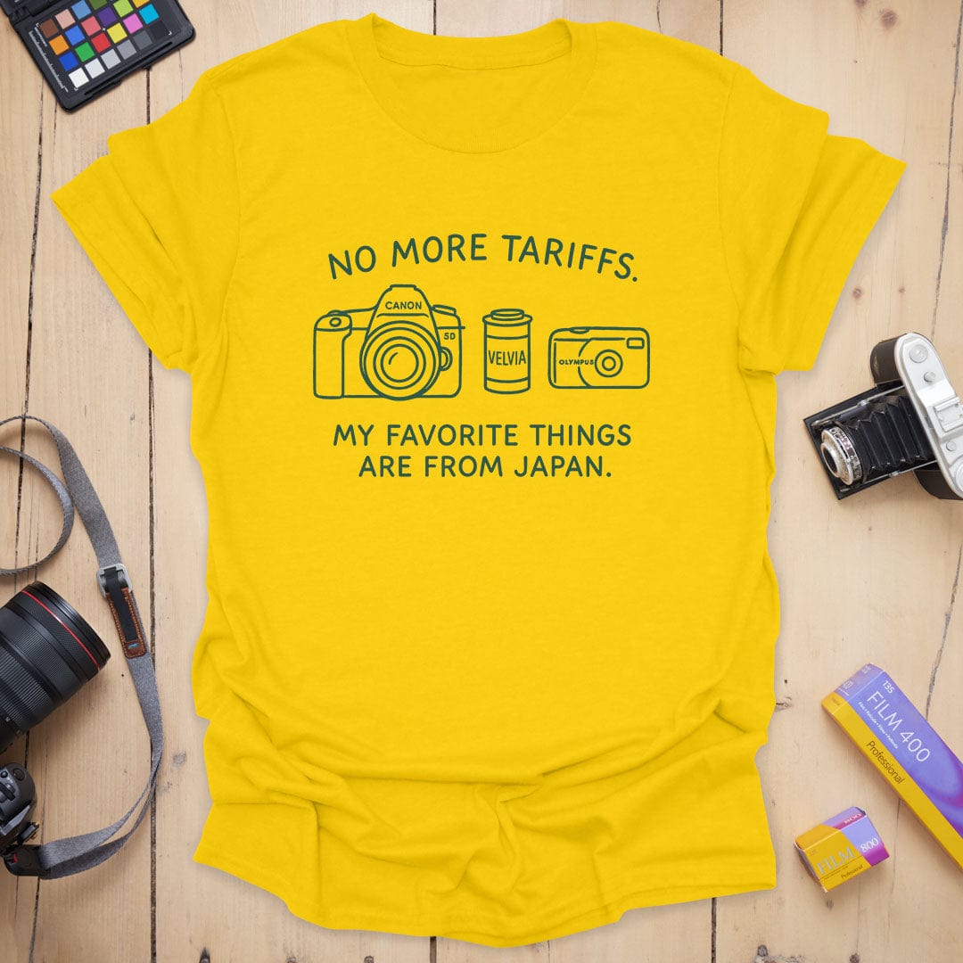 T-Shirt With No More Tariffs Analog Camera Graphic
