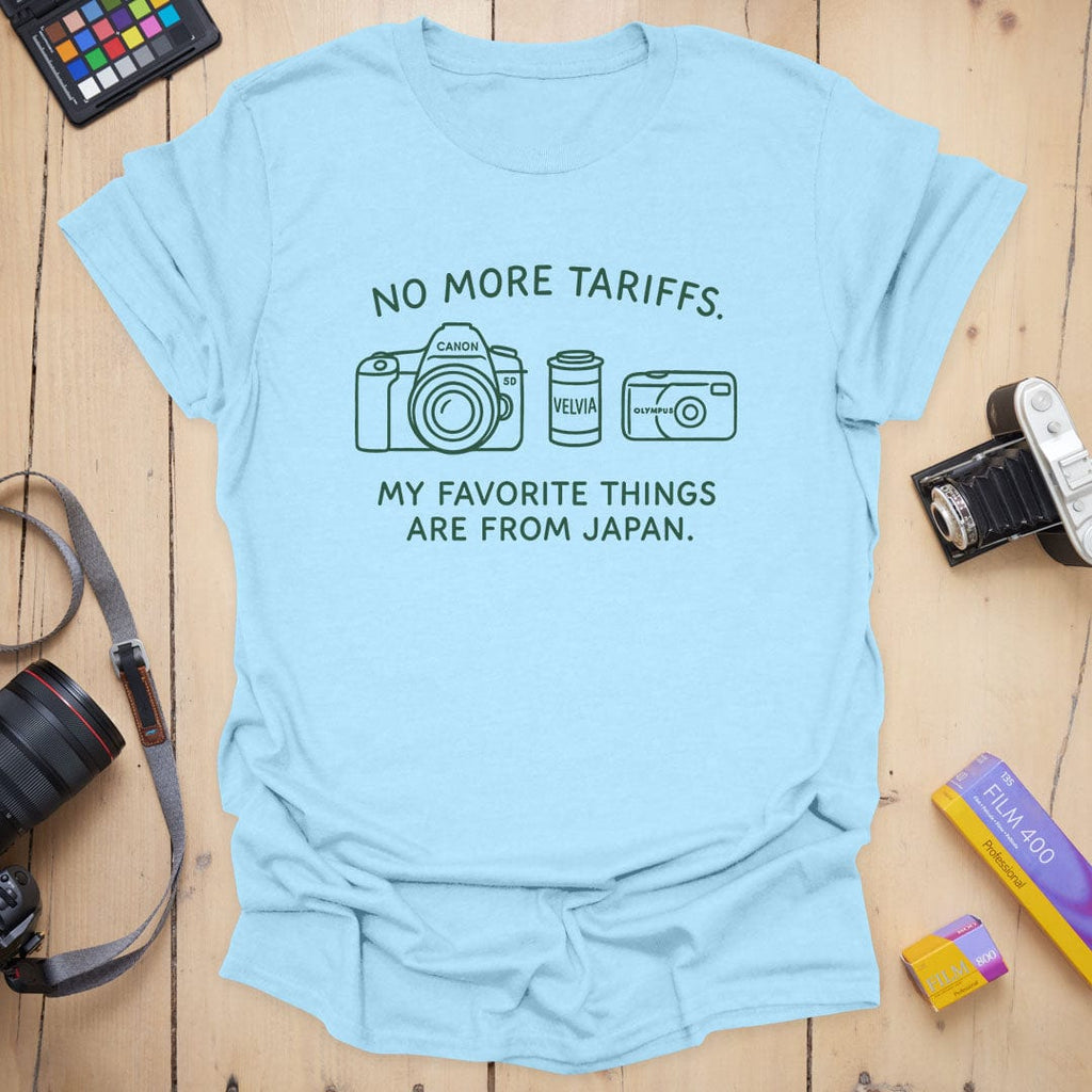T-Shirt With No More Tariffs Analog Camera Graphic