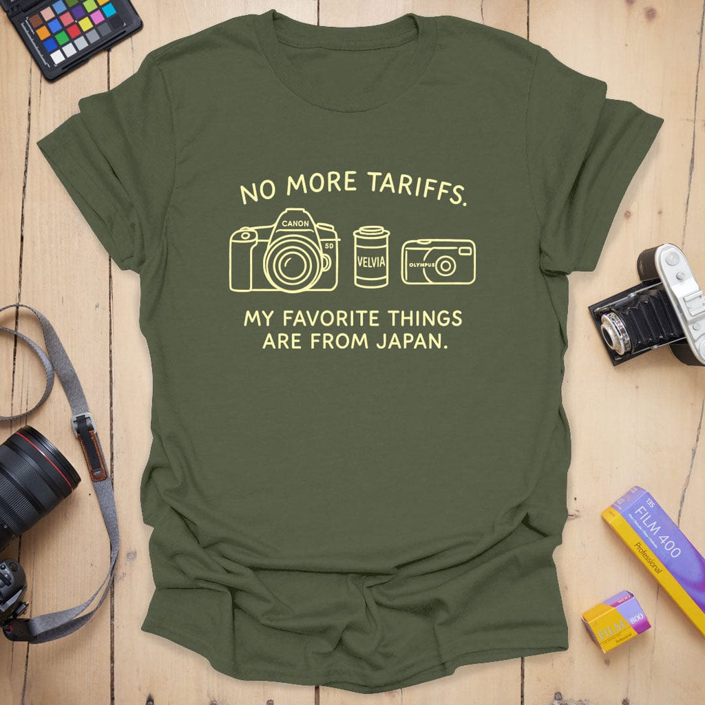 T-Shirt With No More Tariffs Analog Camera Graphic