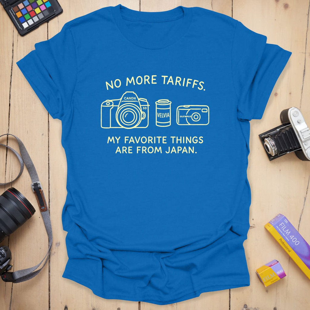 T-Shirt With No More Tariffs Analog Camera Graphic