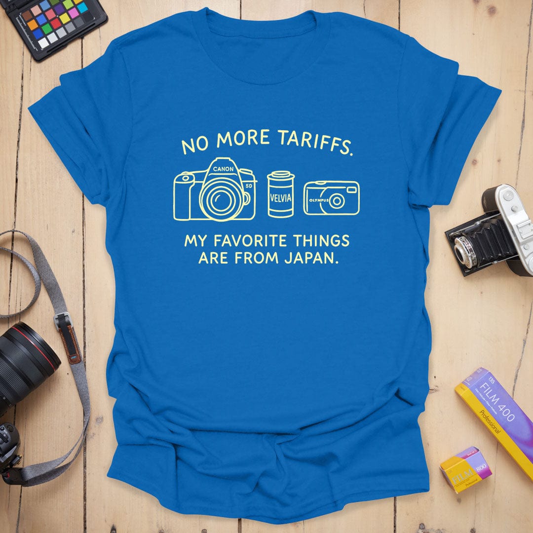 T-Shirt With No More Tariffs Analog Camera Graphic