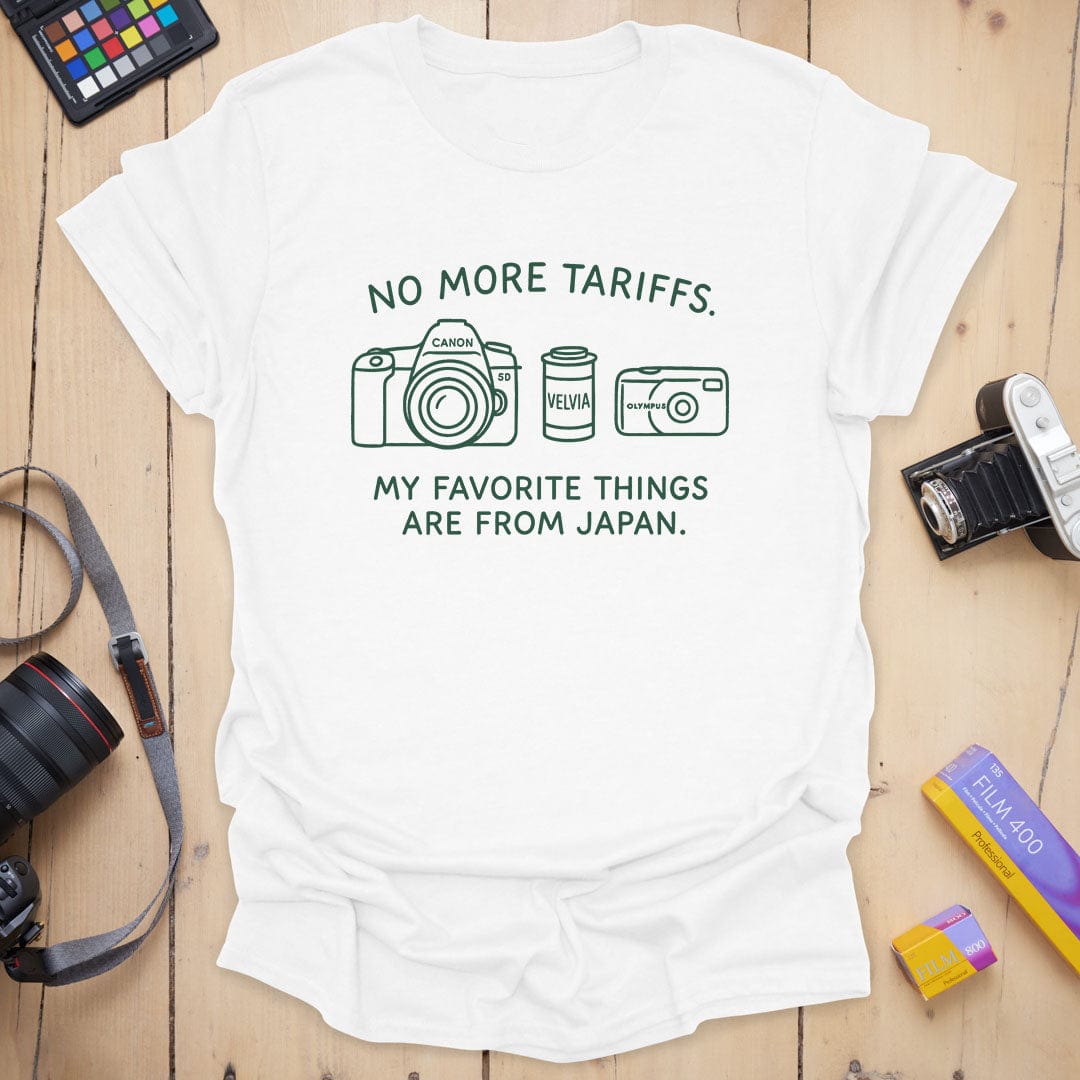 T-Shirt With No More Tariffs Analog Camera Graphic