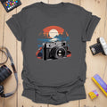 T-Shirt With Vintage Sunset Mountain Camera Graphic