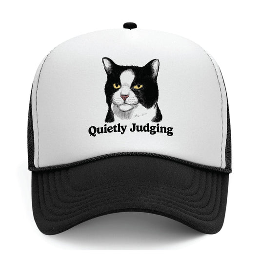 Quietly Judging USA Made 5 Panel Mid Profile Trucker Hat