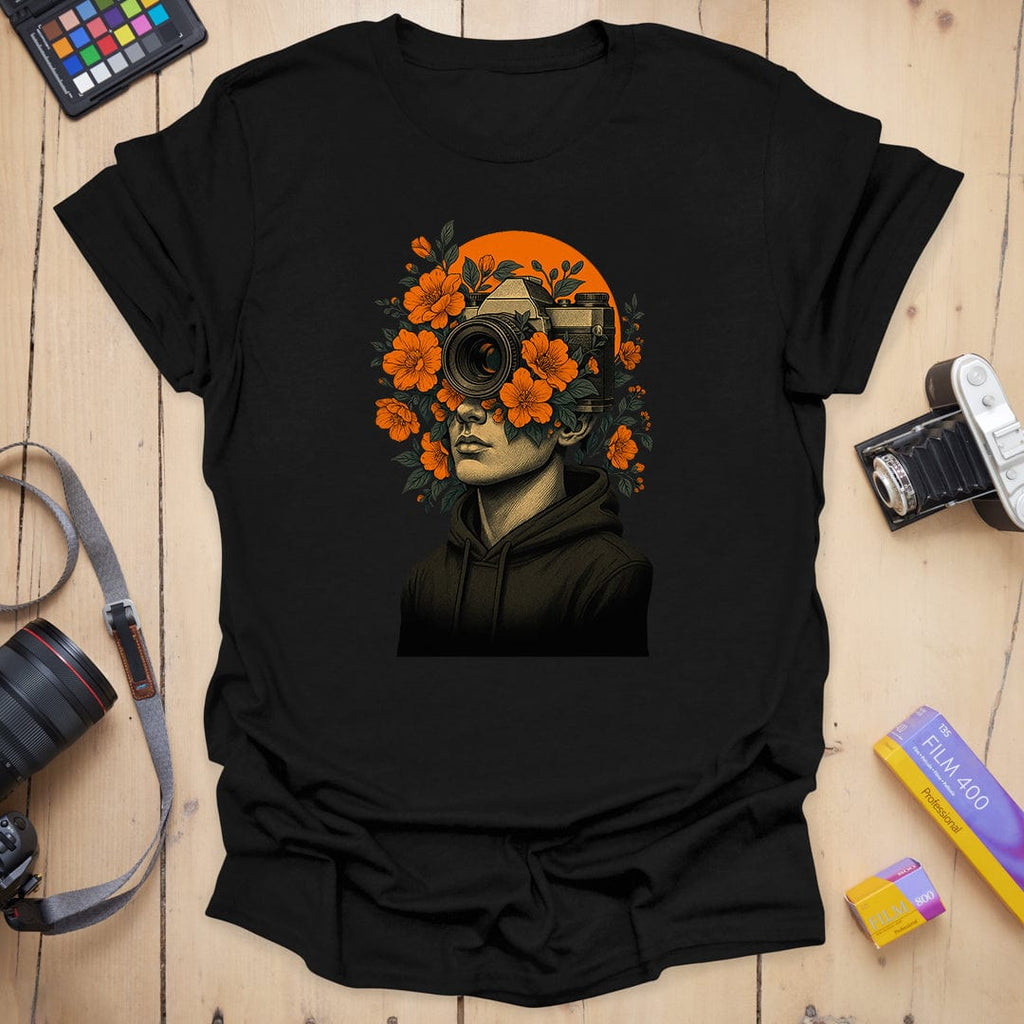 T-Shirt With Botanical Camera Portrait Art