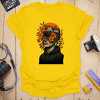 T-Shirt With Botanical Camera Portrait Art