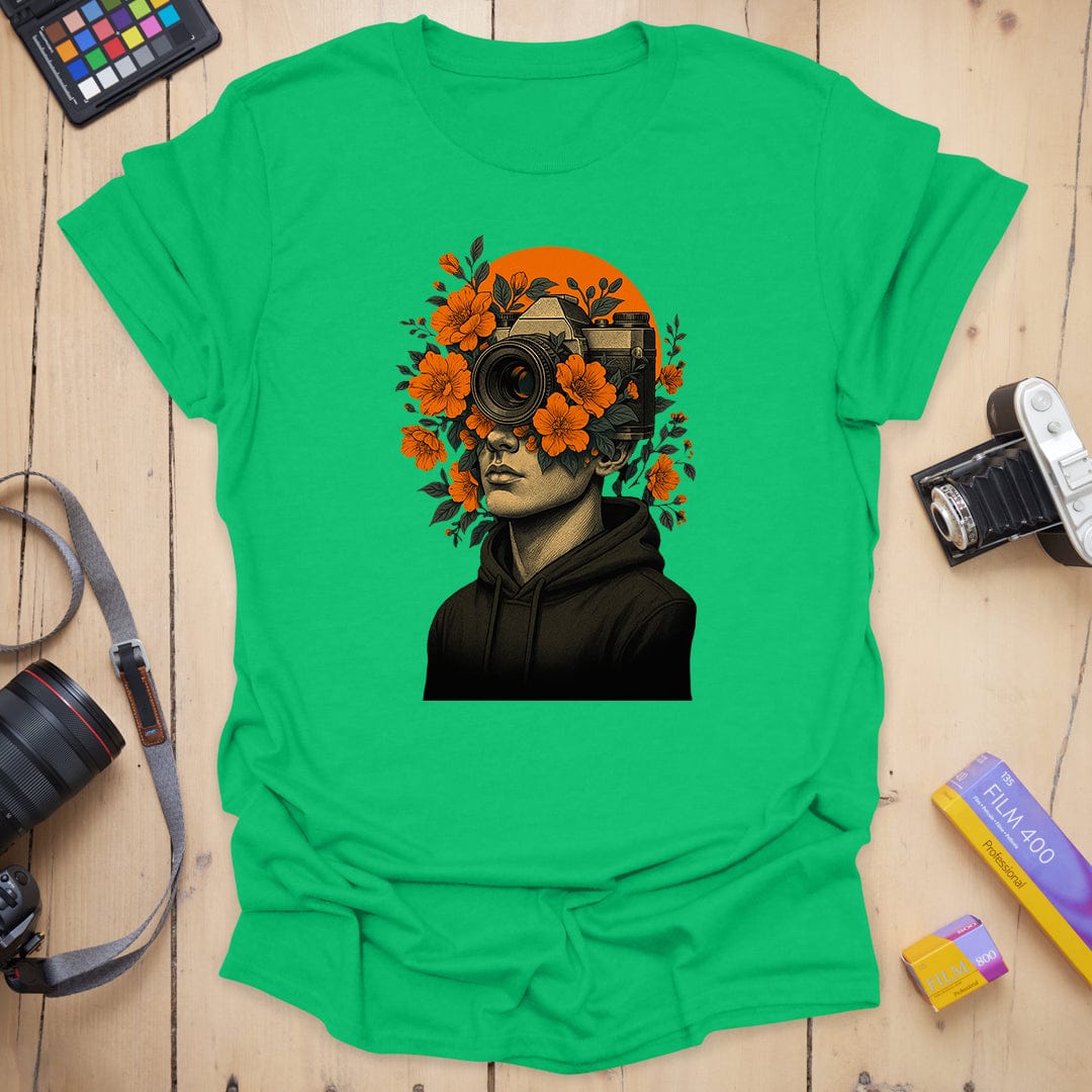 T-Shirt With Botanical Camera Portrait Art