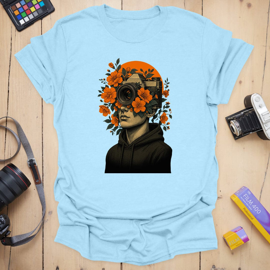 T-Shirt With Botanical Camera Portrait Art