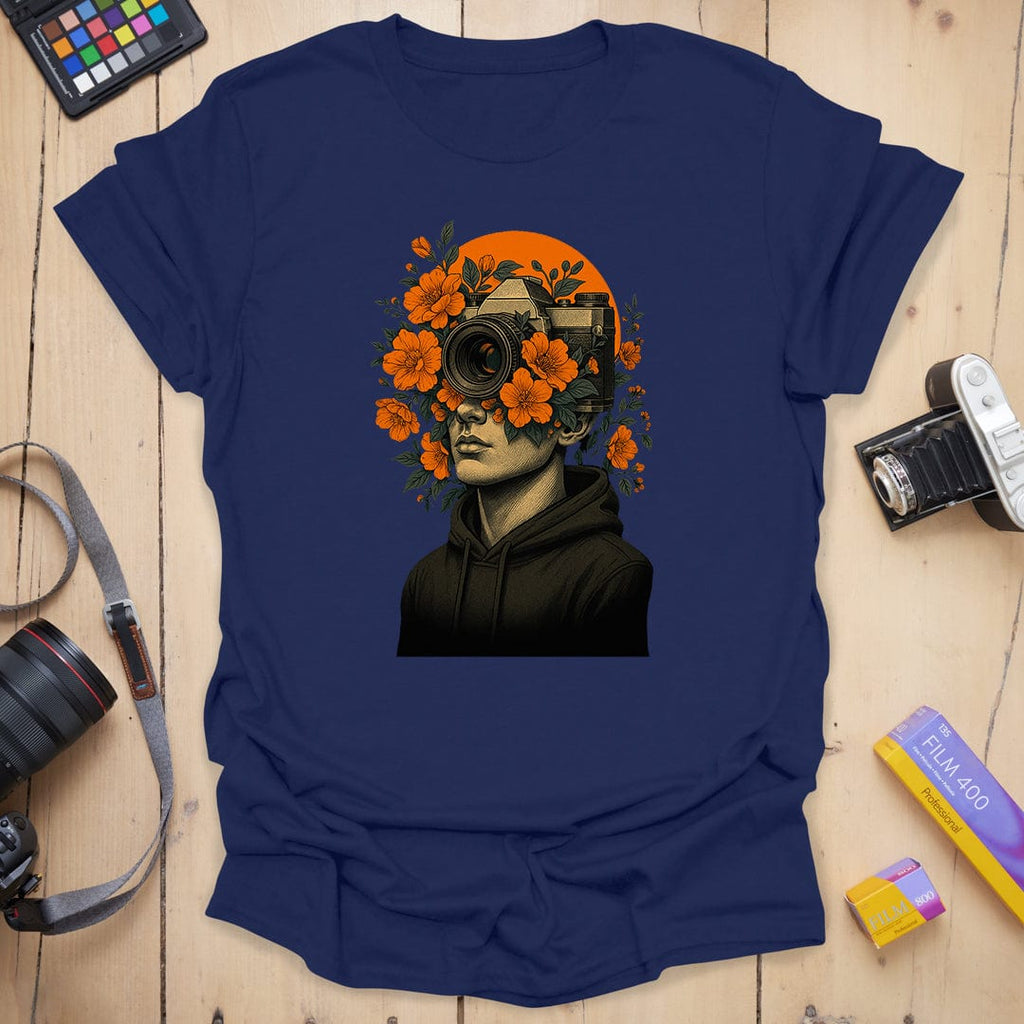 T-Shirt With Botanical Camera Portrait Art
