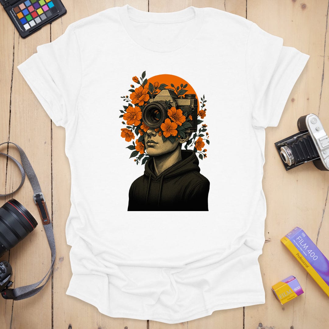 T-Shirt With Botanical Camera Portrait Art