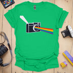 T-Shirt With Prism Lens Rainbow Camera Design
