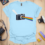 T-Shirt With Prism Lens Rainbow Camera Design