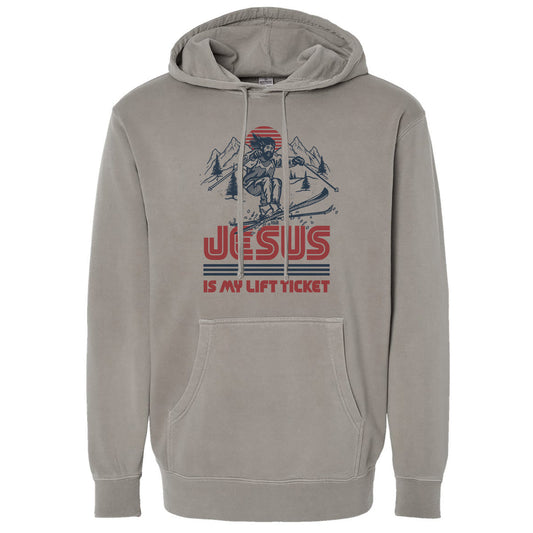 Jesus Is My Lift Ticket Vintage Wash Pullover Hoodie