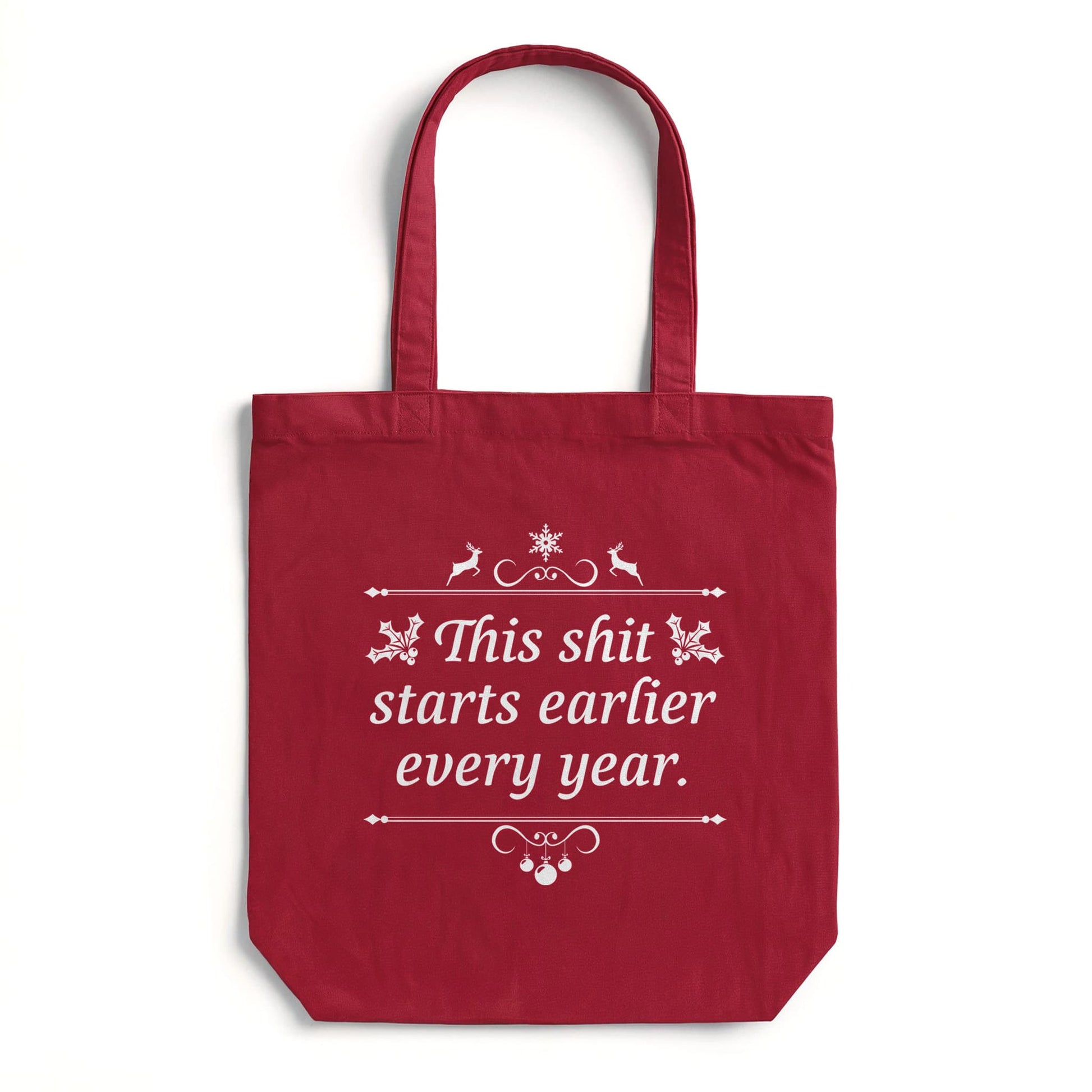Holiday Cheer Funny Tote | Designer Festive Christmas Parody Bag | Solid Threads