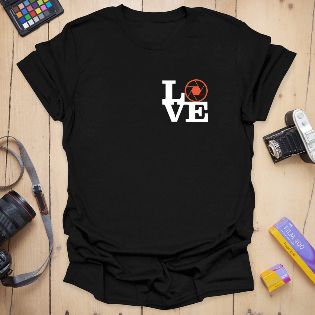 T-Shirt With Camera Aperture Robert Badge Design
