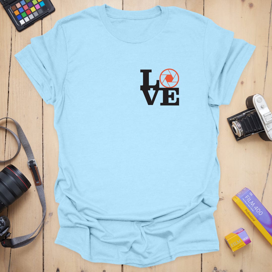 T-Shirt With Camera Aperture Robert Badge Design
