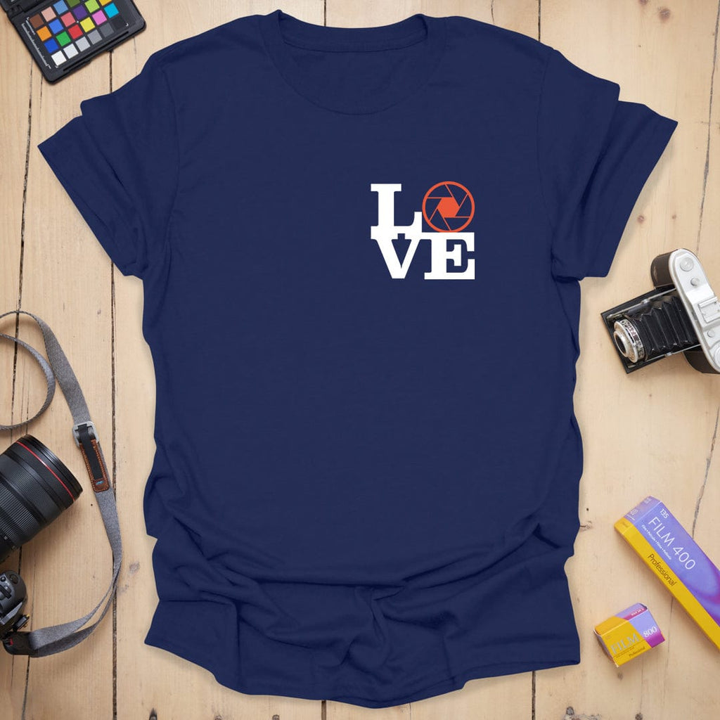 T-Shirt With Camera Aperture Robert Badge Design