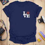T-Shirt With Camera Aperture Robert Badge Design