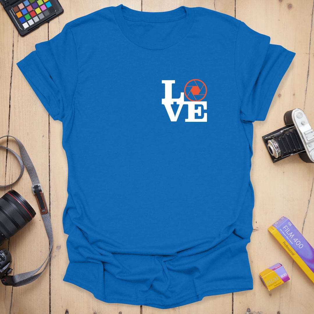 T-Shirt With Camera Aperture Robert Badge Design