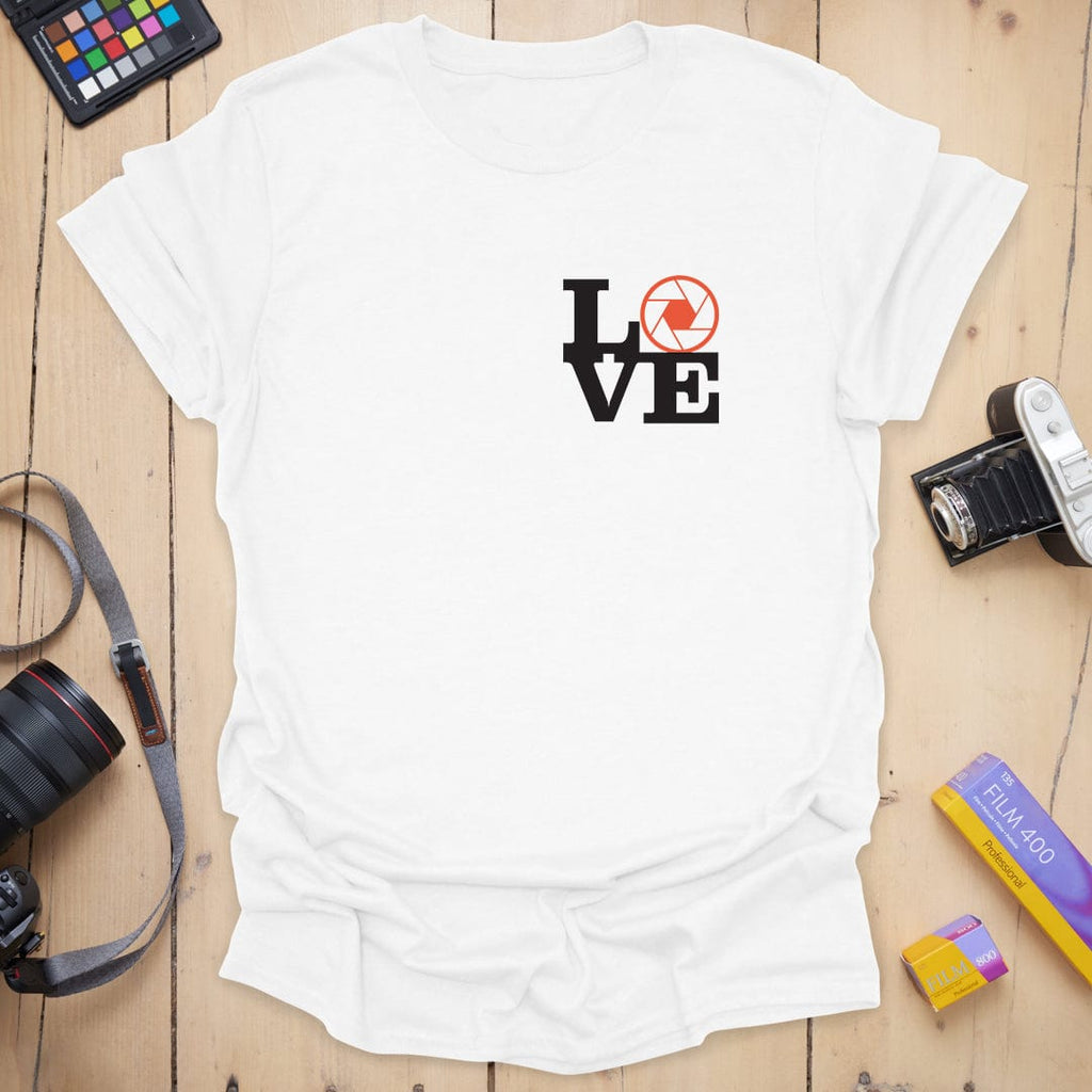 T-Shirt With Camera Aperture Robert Badge Design
