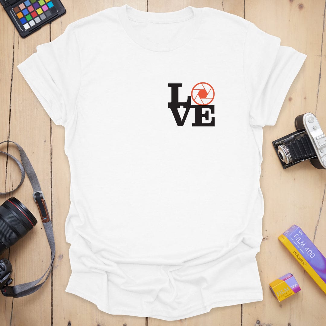 T-Shirt With Camera Aperture Robert Badge Design