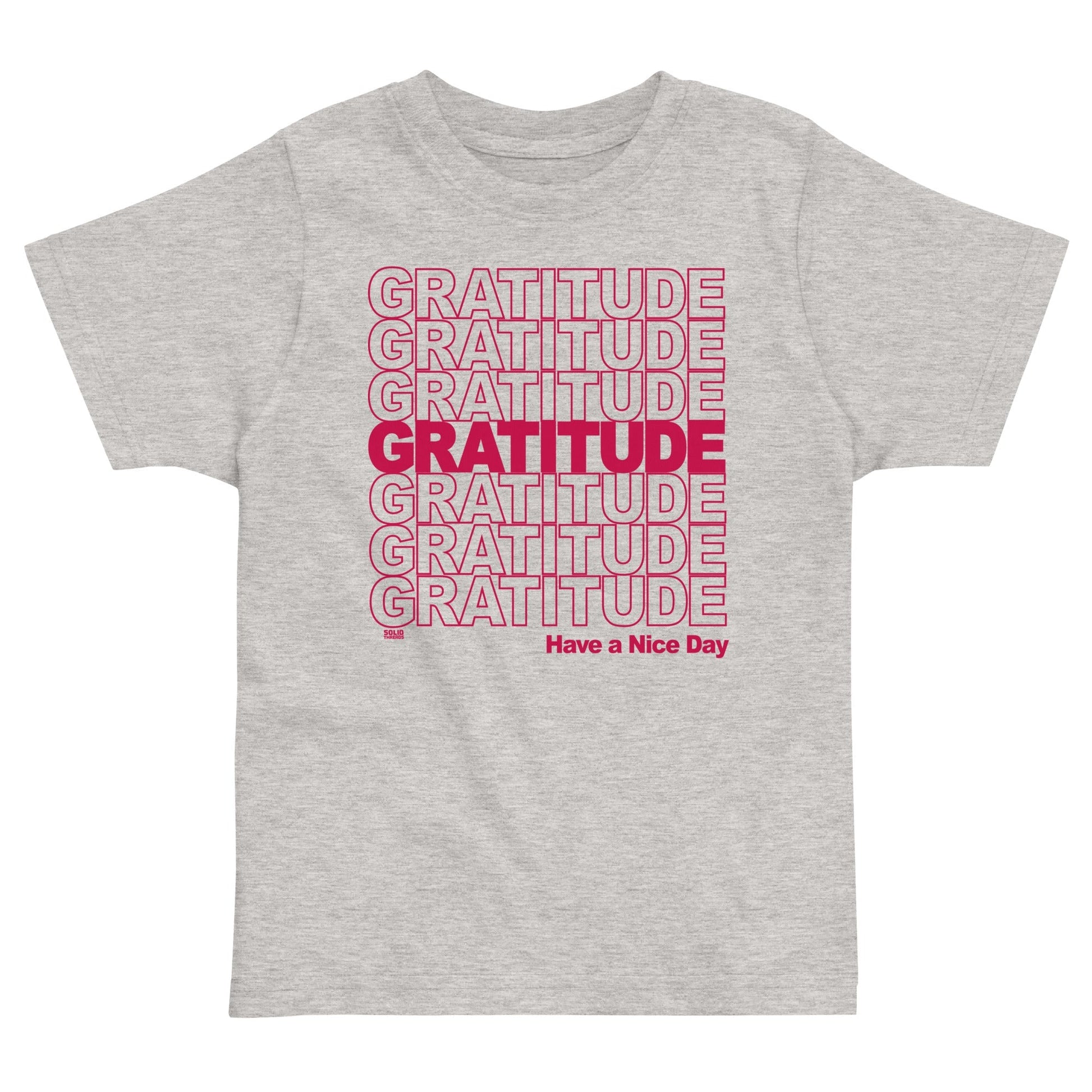 Toddler's Gratitude Cool Extra Soft T-Shirt | Retro Wholesome Positive Tee  | Solid Threads