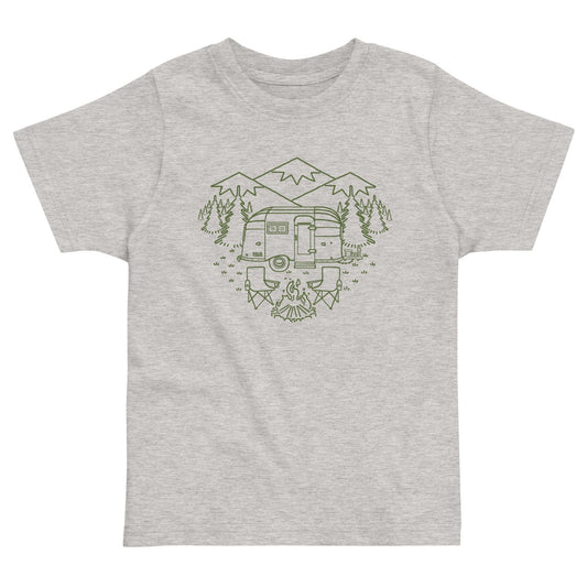 Toddler's Camp Site Retro Extra Soft T-Shirt | Cool Hiking Mountains Tee  | Solid Threads