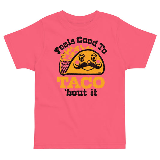Toddler's Taco Bout It Retro Extra Soft T-Shirt | Funny Mexican Food Tee | Solid Threads