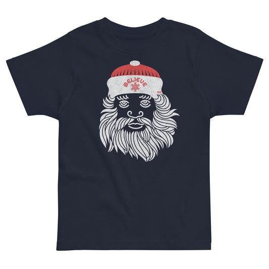 Toddler's Believe In Santa Cool Extra Soft T-Shirt | Retro Christmas Tee  | Solid Threads