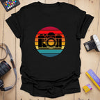 T-Shirt With Retro Camera Sunset Graphic