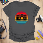 T-Shirt With Retro Camera Sunset Graphic