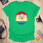 T-Shirt With Retro Camera Sunset Graphic