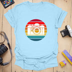 T-Shirt With Retro Camera Sunset Graphic