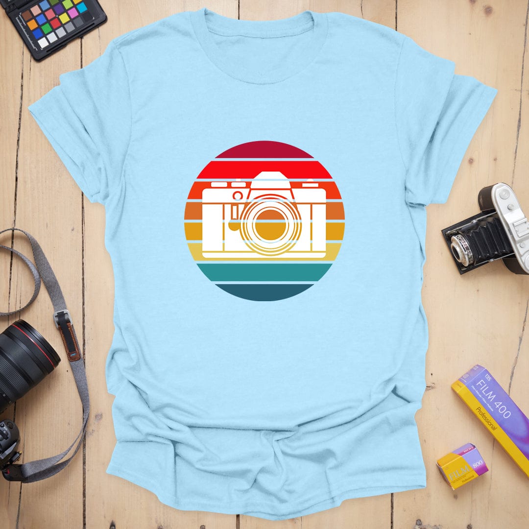 T-Shirt With Retro Camera Sunset Graphic