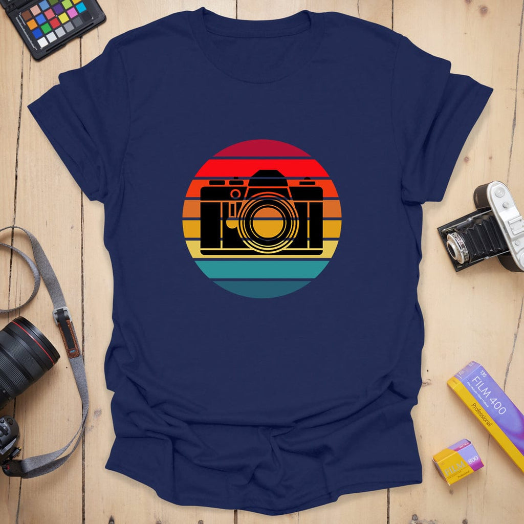 T-Shirt With Retro Camera Sunset Graphic